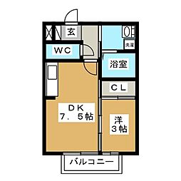 セジュール上鶴間2 1DKの間取図画像