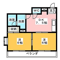 YFC南台 2DKの間取図画像