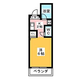 ベルドミール清和2 ワンルームの間取図画像