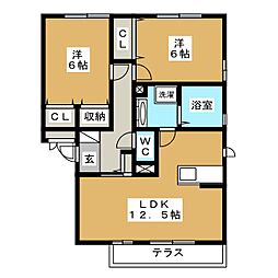 ブライトガーデン新磯野2 2LDKの間取図画像