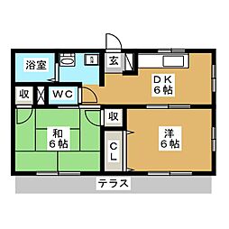 ノアハウス 2DKの間取図画像