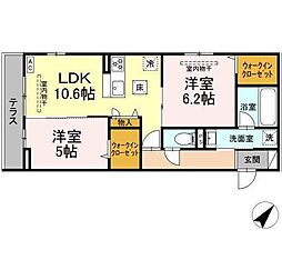 座間市広野台1丁目アパート 2LDKの間取図画像