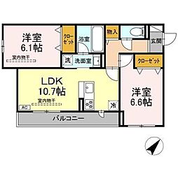 座間市広野台1丁目アパート 2LDKの間取図画像