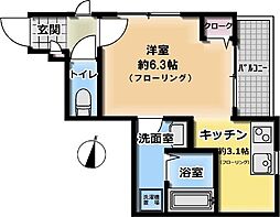 グラン松本セントラル ワンルームの間取図画像