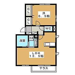 ブライトガーデン新磯野 1LDKの間取図画像