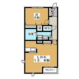 Prendre2 1LDKの間取図画像