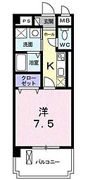 モン・リヴィエール 1Kの間取図画像