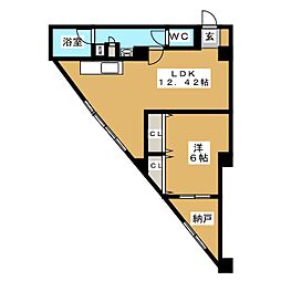 レジョンドール若松 1LDKの間取図画像