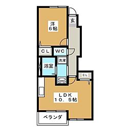 ナリッシュ 1LDKの間取図画像