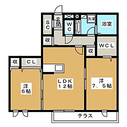 サニーハウス 2LDKの間取図画像