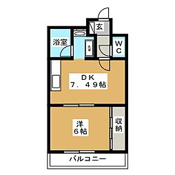 レジョンドール若松 1DKの間取図画像