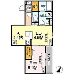 テムズフィオーレ 1LDKの間取図画像