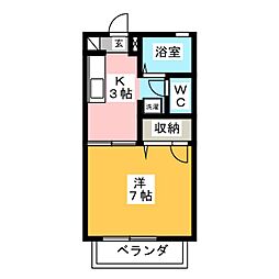 エーデルハイム2 1Kの間取図画像