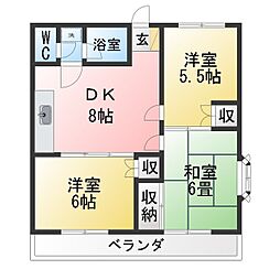 仲原マンション 3DKの間取図画像