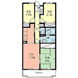 グランベル本厚木 3LDKの間取図画像
