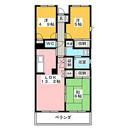 パストラル本厚木 3LDKの間取図画像