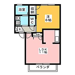 エスポワール 1LDKの間取図画像