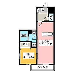 ドミール社家2 1LDKの間取図画像