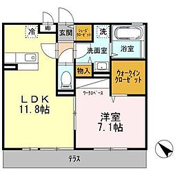 グランソーレ2 1LDKの間取図画像