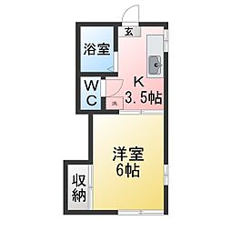 メゾン萩原 1Kの間取図画像