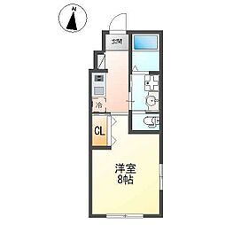 ドミール本厚木 1Kの間取図画像