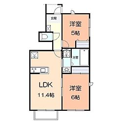 リリークレールII 2LDKの間取図画像