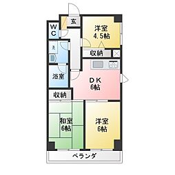 ライオンズマンション愛甲石田 3DKの間取図画像