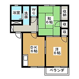 サニーハイツ神戸B 2DKの間取図画像