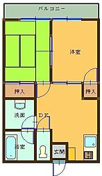 コーポウィンドミル 2DKの間取図画像