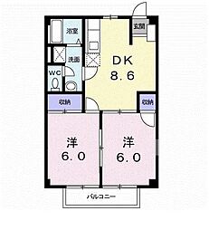 ニューシティ和田山 2DKの間取図画像