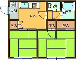 ハムリット上里 2DKの間取図画像