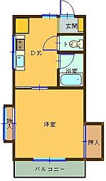カーサナカムラ 1DKの間取図画像