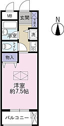ミレニアム成和 ワンルームの間取図画像