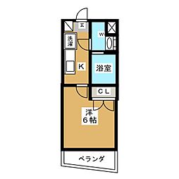 アーク松戸本町 4階1Kの間取り