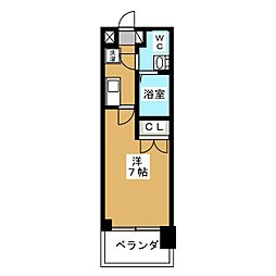パークキューブ北松戸 6階1Kの間取り