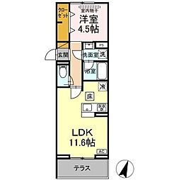リシェスみのり台　A・B・C　A棟 205 2階1LDKの間取り