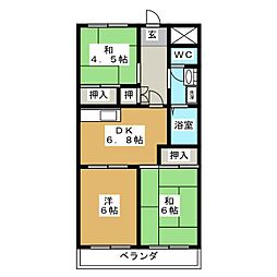 松戸レジデンス 2階3DKの間取り