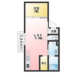 くぬぎ山3階建共同住宅 1Kの間取図画像