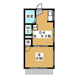 大川原荘 1DKの間取図画像