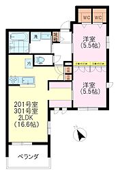 Maison桜 2LDKの間取図画像