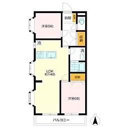 パトリシャンレジデンス武蔵野 2LDKの間取図画像