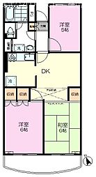 ライオンズガーデン三鷹 3DKの間取図画像