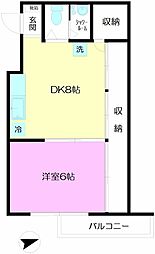 シモコシハイツ 1DKの間取図画像