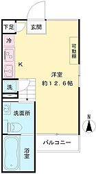 Hi-ROOMS哲学堂 ワンルームの間取図画像