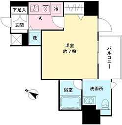 一番町レジデンス 1Kの間取図画像