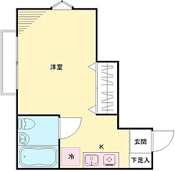 ヒルサイド・B ワンルームの間取図画像