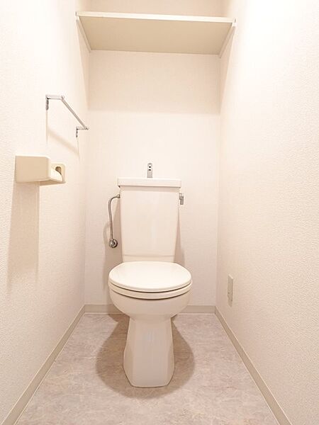 画像9:収納に便利な棚付きのトイレ