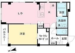 フェルトゥール 1LDKの間取図画像