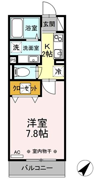 アイル　グリーン 105｜東京都多摩市関戸２丁目(賃貸アパート1K・1階・26.28㎡)の写真 その2