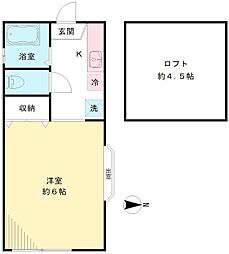 フロムココ1 ワンルームの間取図画像